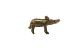 Vintage African bronze boar sculpture with charming handmade texture and a dark patina.