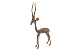 Vintage African handmade dark bronze gazelle sculpture with prominent patina.