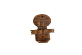 Vintage African wooden person pendant, hand-carved with stylized features and a natural brown wood grain.