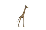 Vintage African bronze giraffe collectible, standing 10 inches tall with etched handmade patterns.