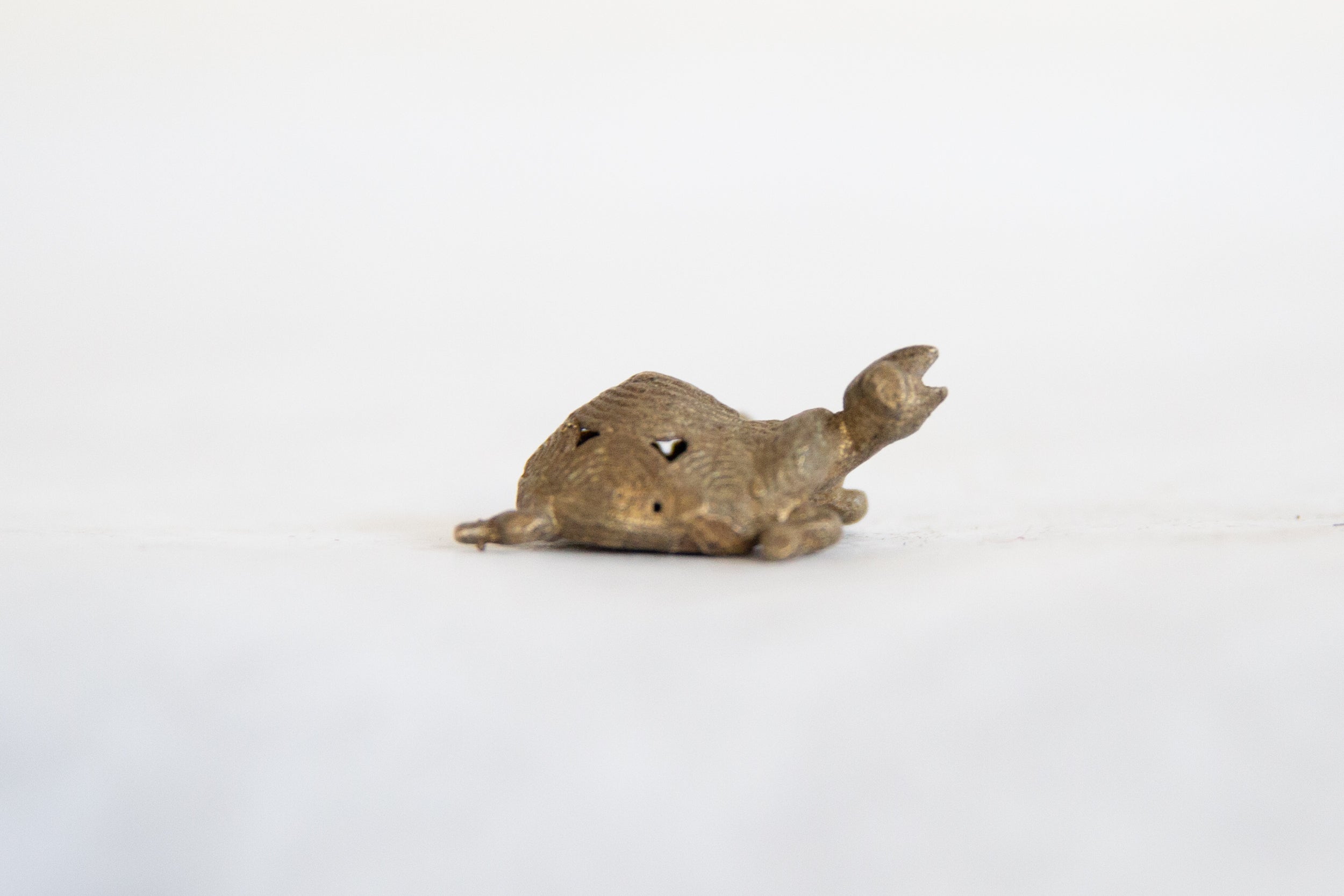 Vintage African Bronze Circular Wire Design Turtle Pendant // ONH Item ab00814 Image 1