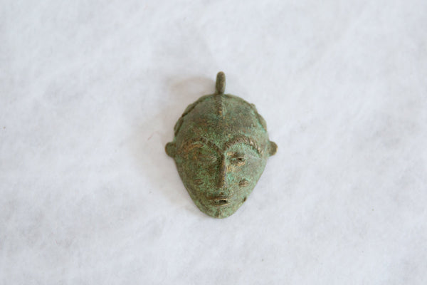 Vintage African Oxidized Bronze Mask Pendant // ONH Item ab00827 Image 1