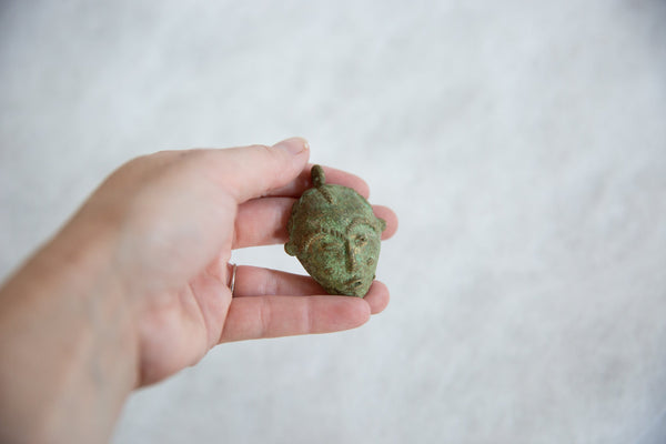 Vintage African Oxidized Bronze Mask Pendant // ONH Item ab00827 Image 2