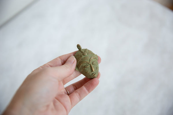 Vintage African Oxidized Bronze Mask Pendant // ONH Item ab00828 Image 2