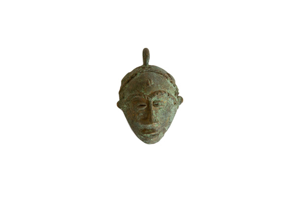 Vintage African Oxidized Bronze Mask Pendant // ONH Item ab00830