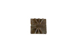 Handmade vintage African square bronze coin with aged patina and raised geometric pattern, 2x2 inches.