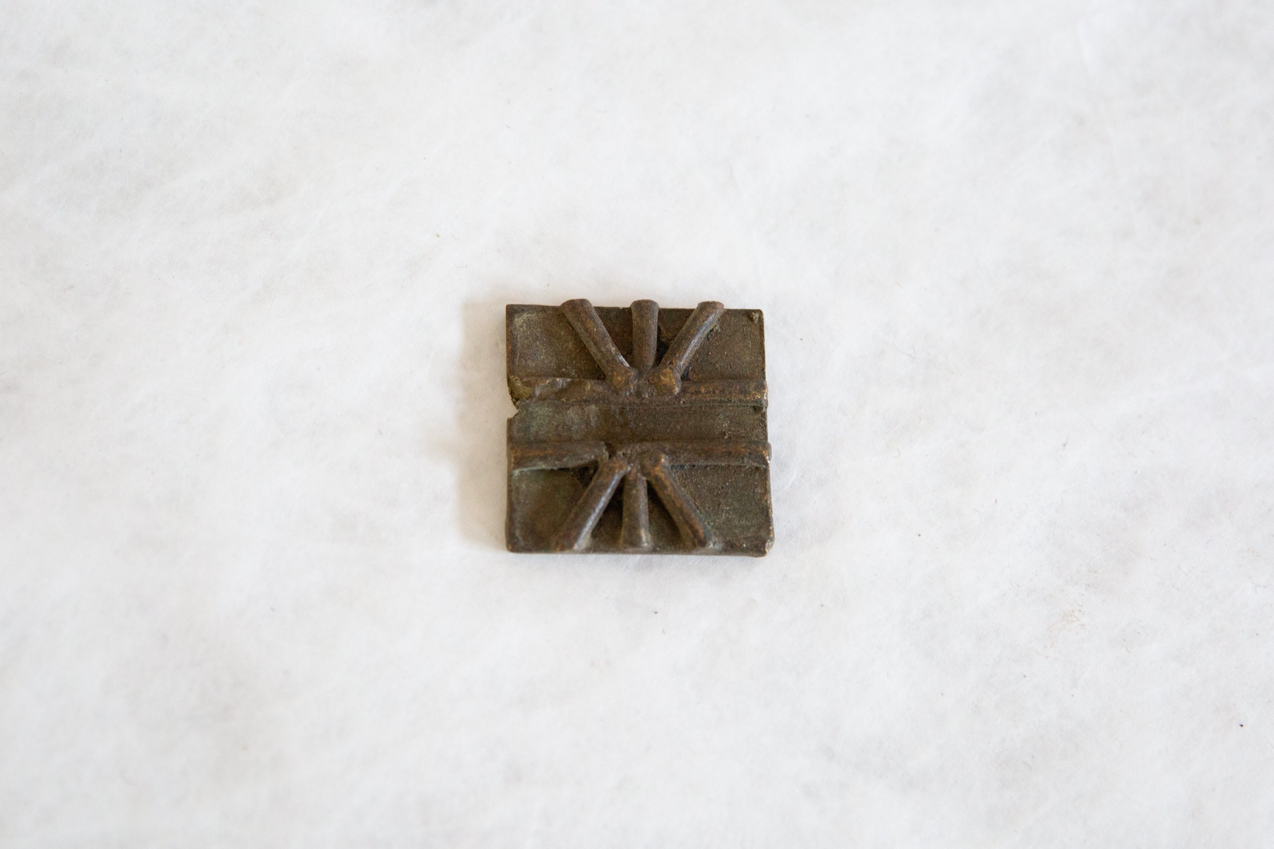 Vintage African Square Bronze Coin // ONH Item ab00857 Image 1