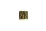 Vintage African square oxidized bronze coin with a textured green patina and raised linear pattern.