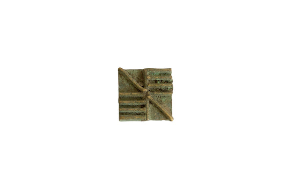 Vintage African Square Oxidized Bronze Coin // ONH Item ab00862
