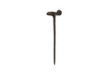 Vintage handmade African bronze chameleon pin with a dark, rustic finish.
