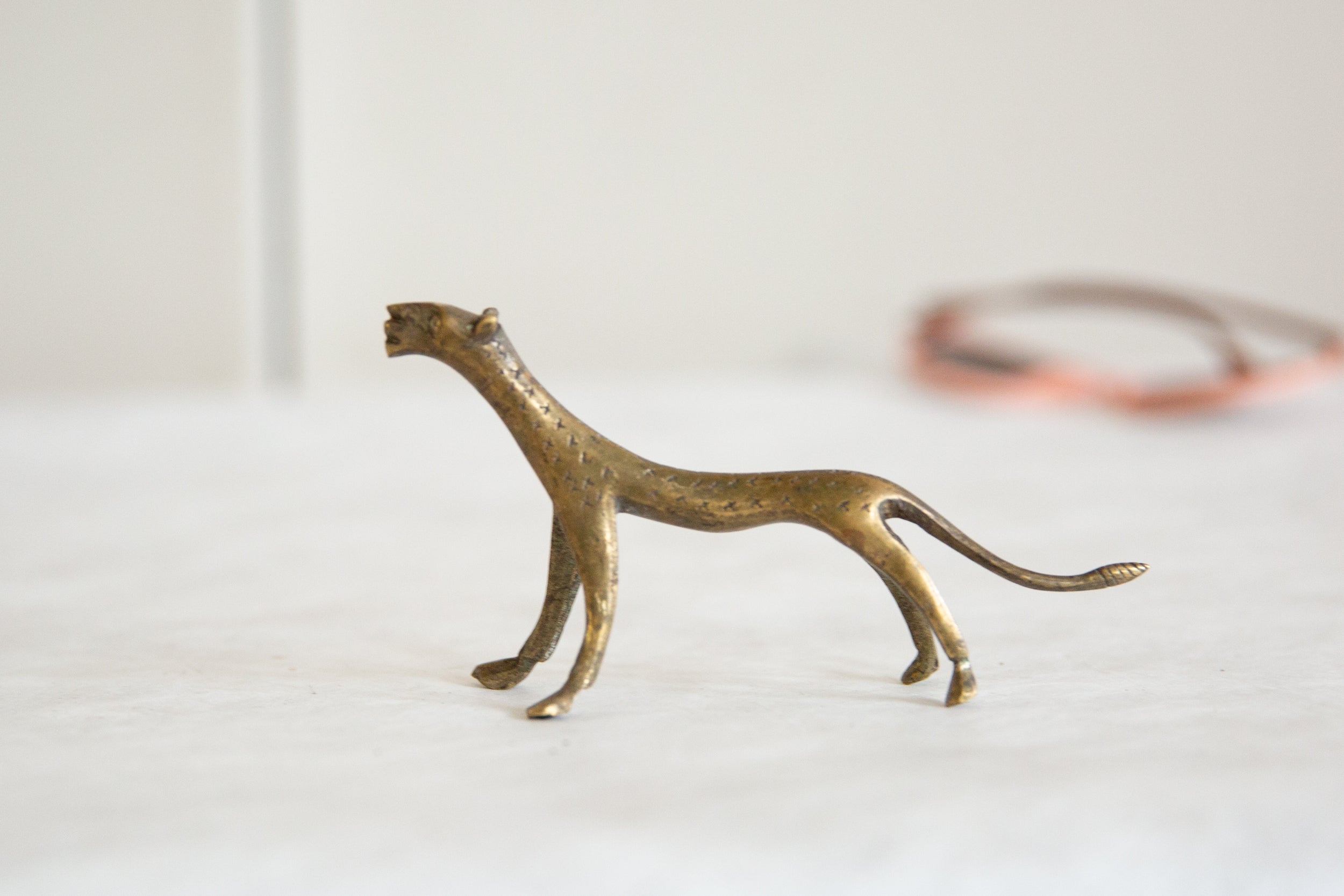 Vintage African Bronze Cheetah // ONH Item ab00875 Image 1