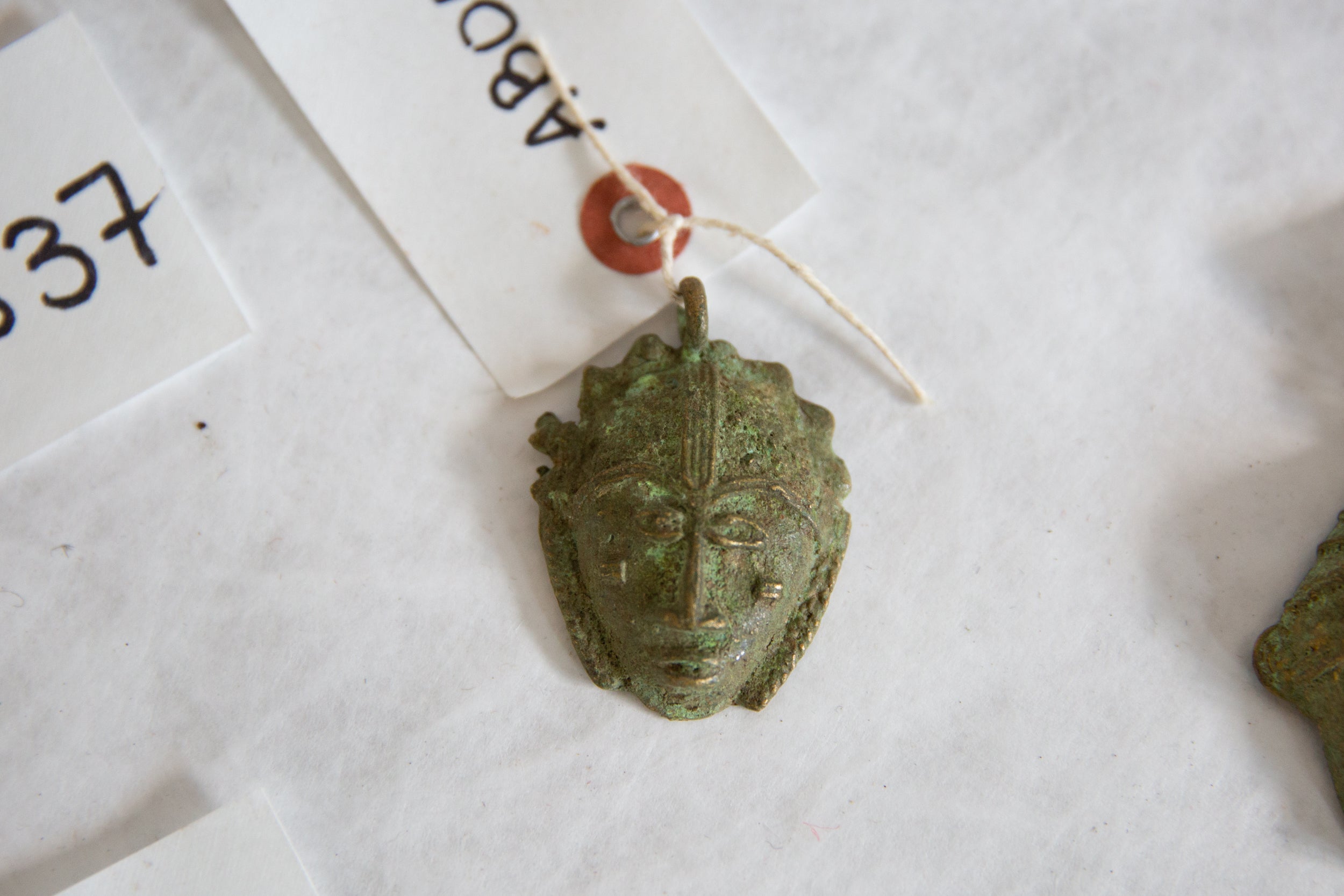 Vintage African Oxidized Mask Pendant // ONH Item ab00882 Image 1