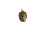 Vintage handmade African bronze mask pendant with a textured finish and aged, weathered patina.