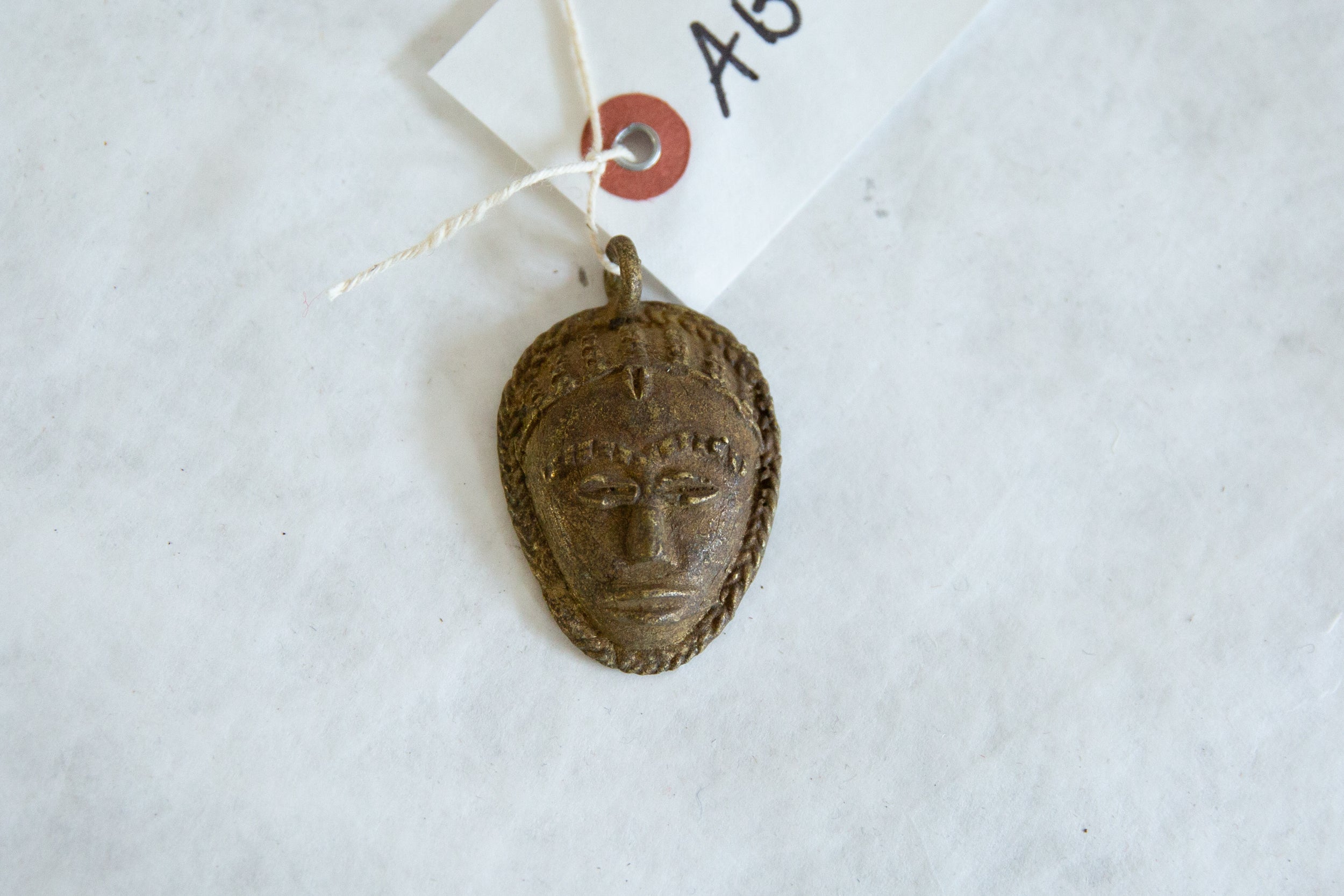 Vintage African Bronze Mask Pendant // ONH Item ab00889 Image 1