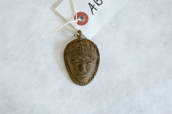 Vintage African Bronze Mask Pendant // ONH Item ab00889 Image 1