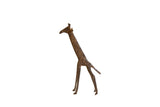 Vintage African bronze alloy giraffe sculpture with a stylized form and rustic patina.