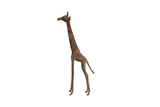 Vintage African bronze alloy giraffe sculpture with rich, textured patina, 9.5 inches tall.