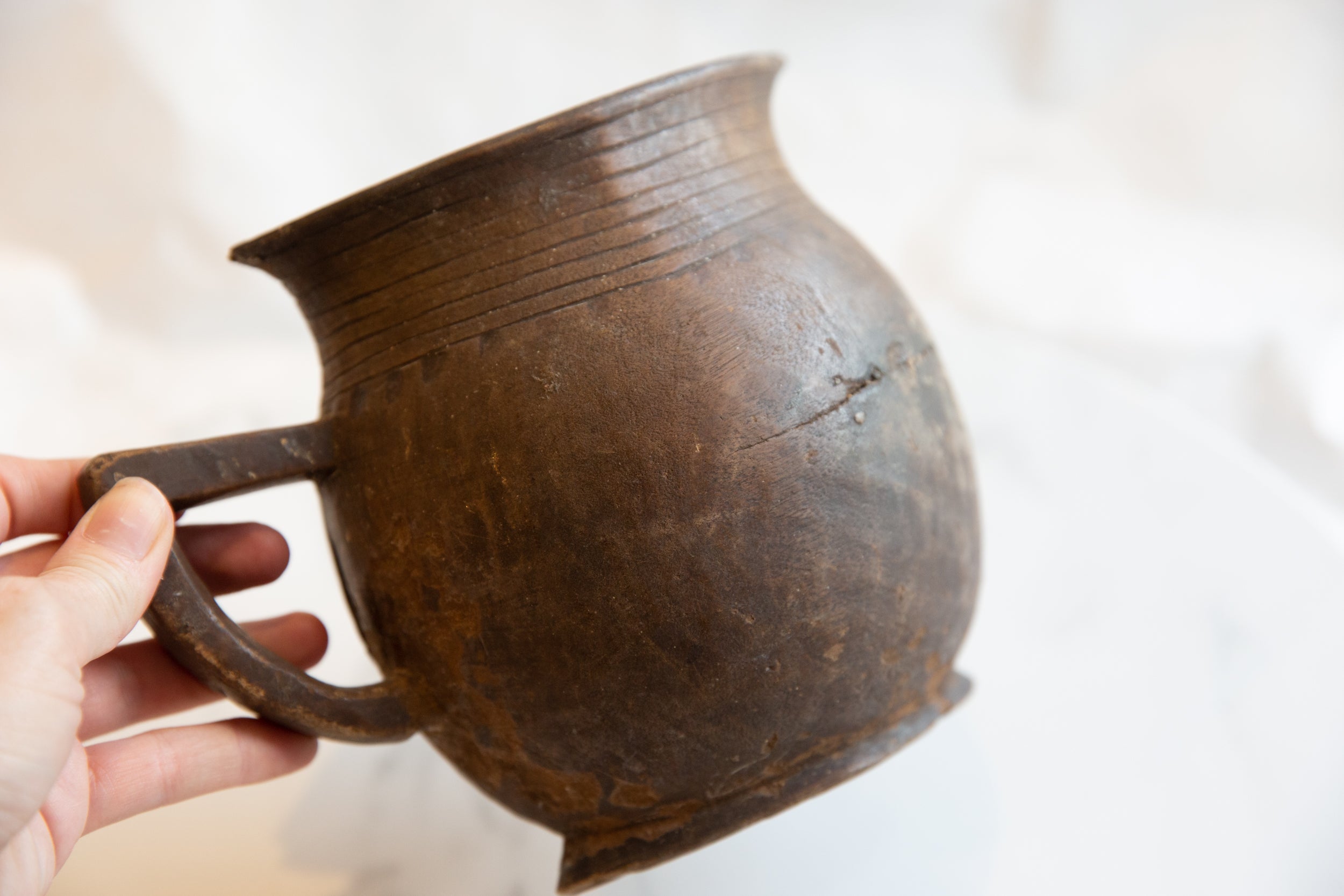 Vintage African Wooden Pitcher // ONH Item ab00947 Image 3