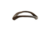 Antique African bronze artifact with a curved, handmade form and dark, textured patina.