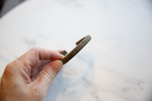 Vintage African Bronze Striped Cuff Bracelet // ONH Item ab01086 Image 3