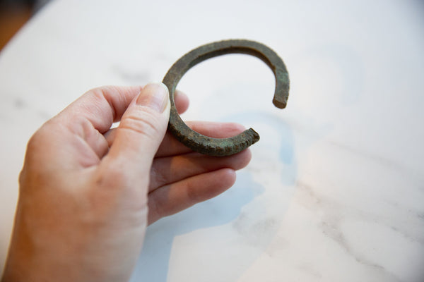 Vintage African Bronze Striped Cuff Bracelet // ONH Item ab01086 Image 5
