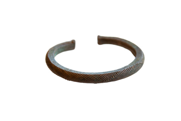 Vintage African Copper Cuff Bracelet with Geometric Detailing // ONH Item ab01089