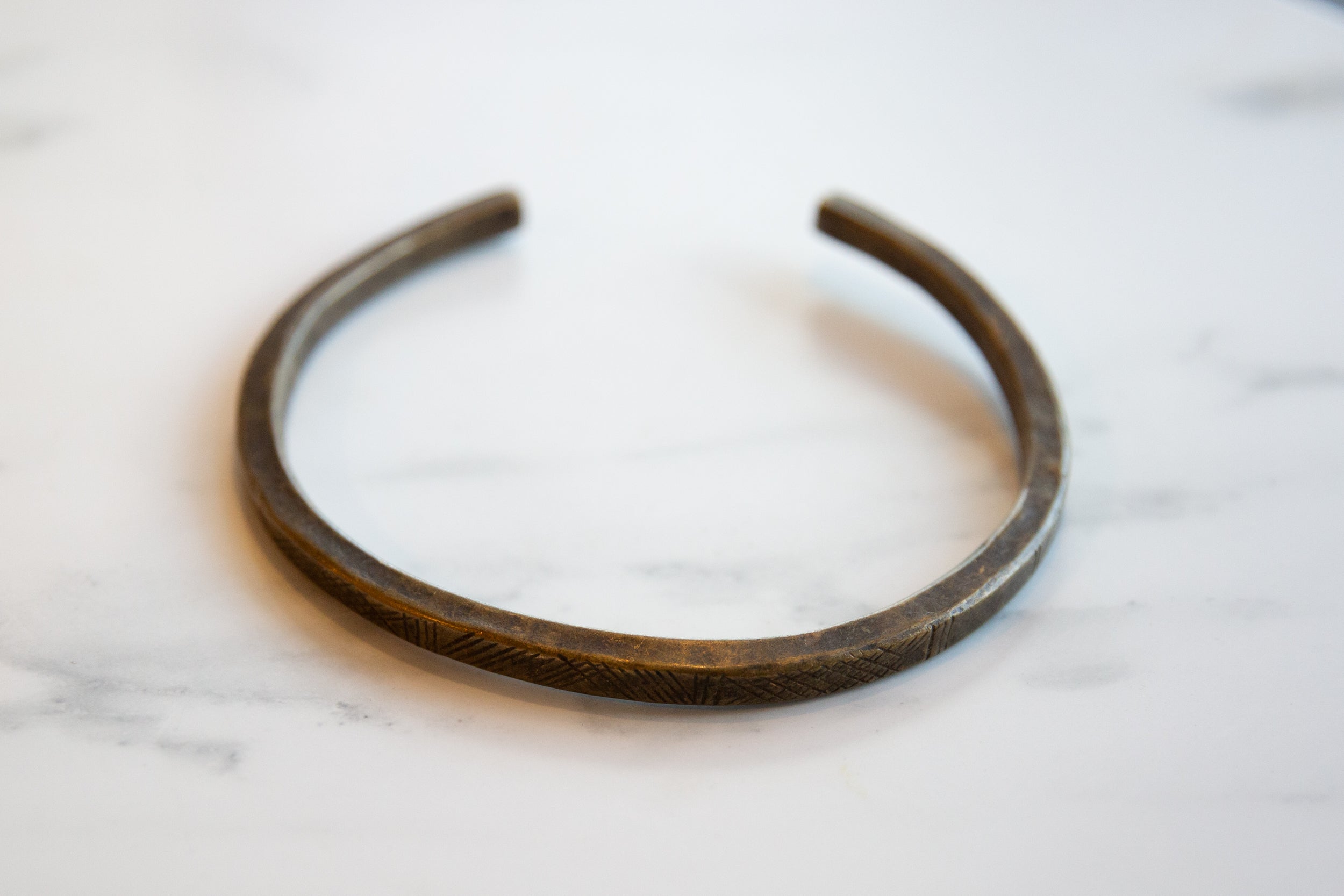 Vintage African Bronze Artifact with Geometric Detailing // ONH Item ab01102 Image 1