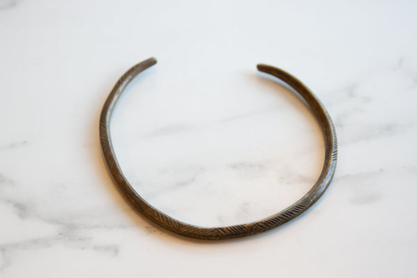 Vintage African Bronze Artifact with Geometric Detailing // ONH Item ab01103 Image 1