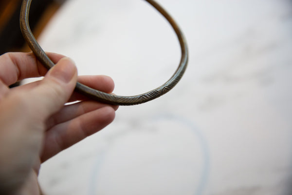 Vintage African Bronze Artifact with Geometric Detailing // ONH Item ab01103 Image 6