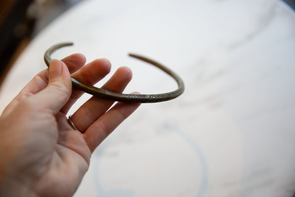 Vintage African Bronze Artifact with Geometric Detailing // ONH Item ab01103 Image 6