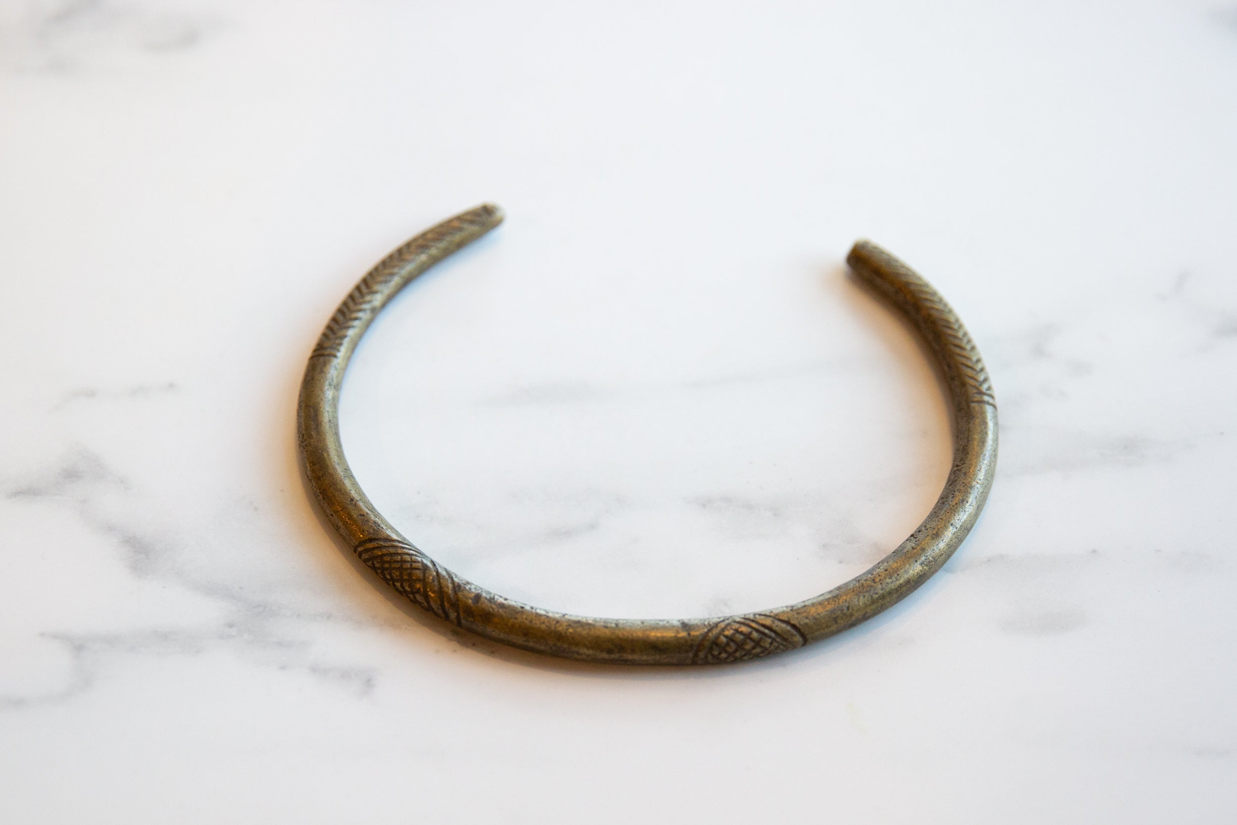 Vintage African Bronze Artifact with Geometric Detailing // ONH Item ab01104 Image 1