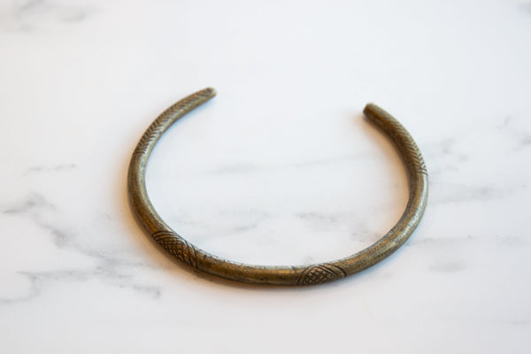 Vintage African Bronze Artifact with Geometric Detailing // ONH Item ab01104 Image 1