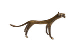 Vintage African bronze cheetah sculpture with a rich, aged patina and detailed texture.