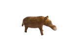 Vintage African bronze hippo sculpture with a rustic, time-worn patina.