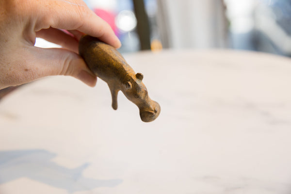 Vintage African Bronze Alloy Medium Hippo // ONH Item ab01147 Image 5