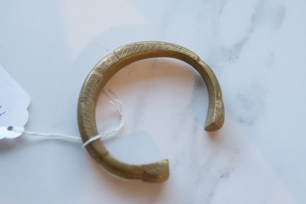 Antique African Bronze Snake Cuff Bracelet with Golden Patina // ONH Item ab01193 Image 1
