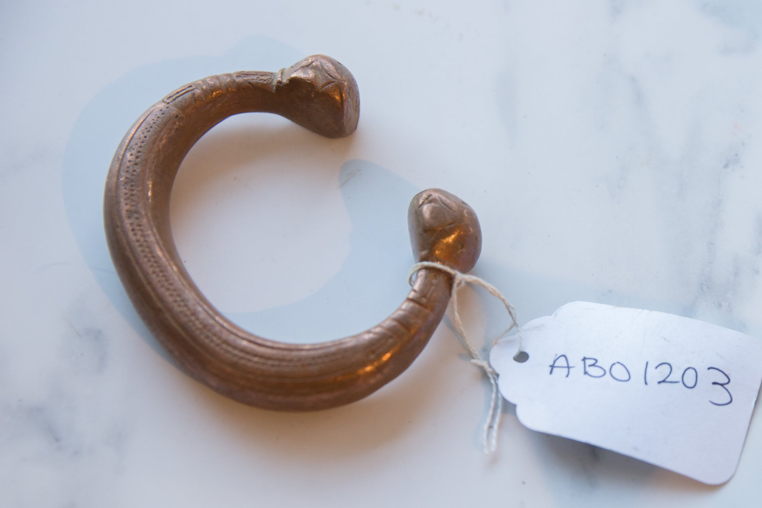 Antique African Copper Alloy Snake Cuff Bracelet // ONH Item ab01203 Image 1