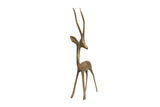 Vintage handmade African bronze gazelle, left-facing, with aged patina and tall horns.