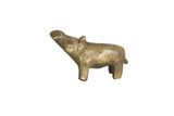 Small vintage African bronze hippo sculpture with a handmade, time-worn patina.
