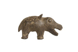 Vintage handmade African bronze hippo collectible with a rustic, textured surface.