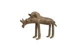 Vintage handmade African bronze warthog sculpture with a rustic, textured finish.