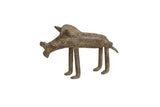 Collectible vintage African bronze warthog sculpture, handmade with an aged patina.