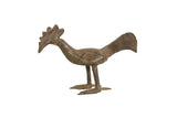 Vintage African bronze long-tailed bird sculpture with a weathered, textured patina.