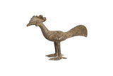 Vintage African bronze long-tailed bird sculpture with incised details and an aged patina.