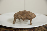 Profile view of the vintage bronze turtle showing the shell's rustic, patterned texture.