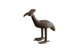 Vintage African bronze kori bustard bird sculpture with engraved feather texture, 4
