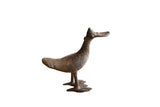 Vintage African bronze flat-billed bird with a rustic, handmade texture and weathered patina.