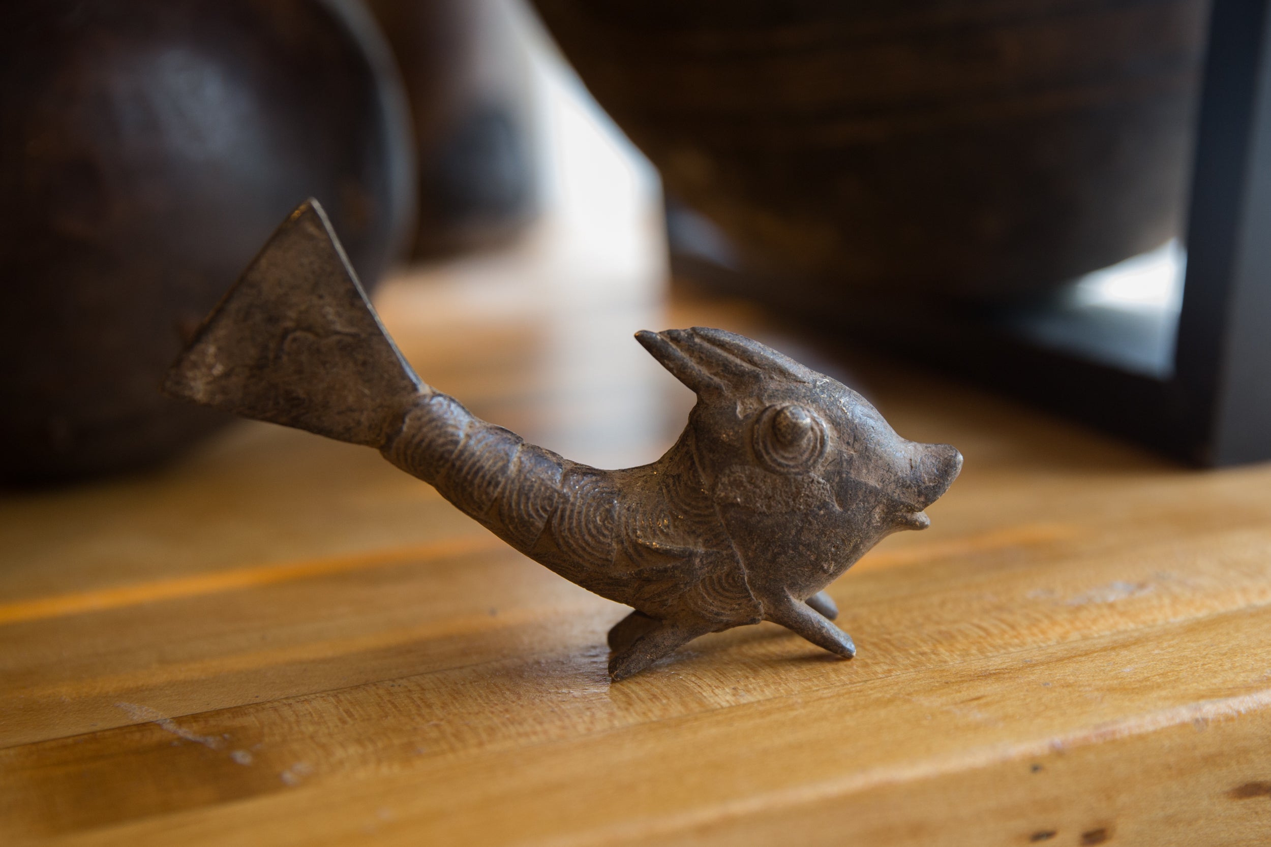 Vintage African Bronze Standing Fish // ONH Item ab01333 Image 1