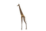 Vintage African bronze giraffe sculpture with a stylized, elongated form and dark patina.