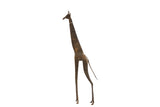 Vintage African bronze alloy giraffe sculpture with a slender form and textured patina.